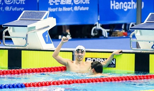 Nguyễn Huy Hoàng giành huy chương đồng ở nội dung bơi 800m tự do nam tại ASIAD 19. Ảnh: Bùi Lượng
