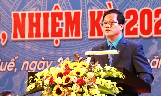 Ông Lê Minh Nhân tái đắc cử chức Chủ tịch LĐLĐ tỉnh Thừa Thiên - Huế. Ảnh: Hưng Thơ