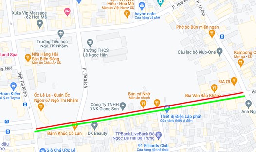Từ ngày mai, các phương tiện được lưu thông hai chiều trên một đoạn đường Nguyễn Công Trứ. Ảnh: Google Map
