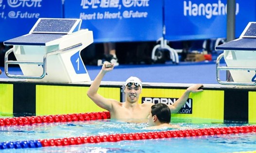 Nguyễn Huy Hoàng giành huy chương đồng ở nội dung bơi 400m tự do nam tại ASIAD 19. Ảnh: Bùi Lượng
