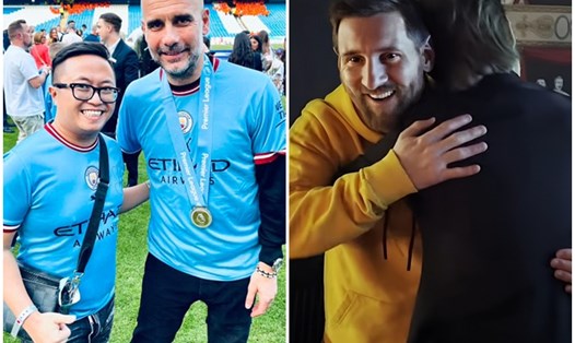 Doanh nhân Phạm Ngọc Quốc Cường đi cùng Jack trong chuyến gặp cầu thủ Messi. Ảnh: Facebook nhân vật