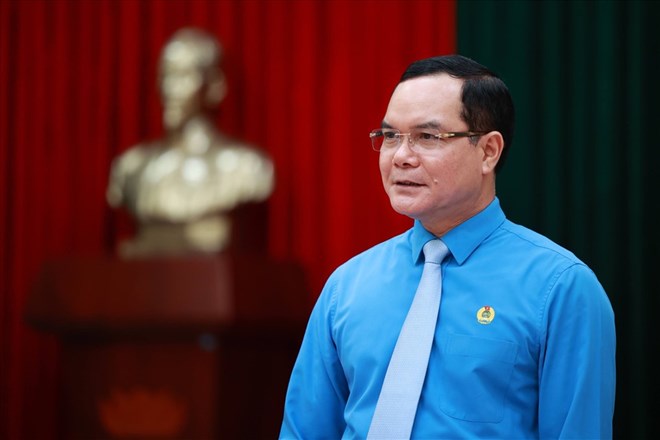 Ông Nguyễn Đình Khang - Uỷ viên Ban chấp hành Trung ương Đảng, Chủ tịch Tổng Liên đoàn Lao Động Việt Nam. Ảnh: Hải Nguyễn