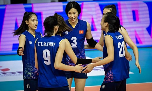 Tuyển bóng chuyền nữ Việt Nam vươn lên vị trí 39 trên bảng xếp hạng thế giới. Ảnh: AVC