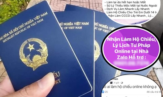 Dịch vụ làm hộ chiếu online nở rộ trên các trang mạng xã hội. Ảnh: Khánh Linh