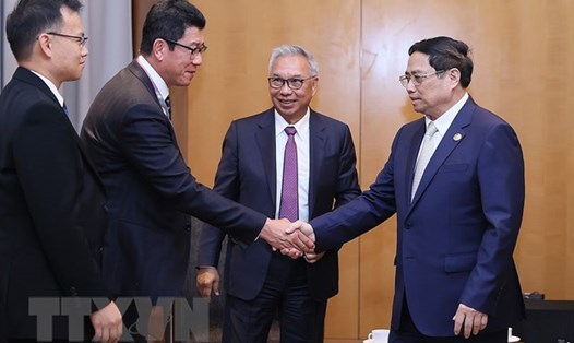 Thủ tướng Phạm Minh Chính tiếp doanh nghiệp Indonesia. Ảnh: Dương Giang/TTXVN.