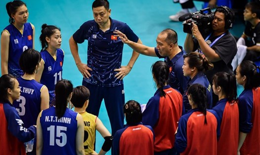 Tuyển bóng chuyền nữ Việt Nam gặp Nhật Bản ở trận tranh hạng 3 giải châu Á 2023. Ảnh: AVC