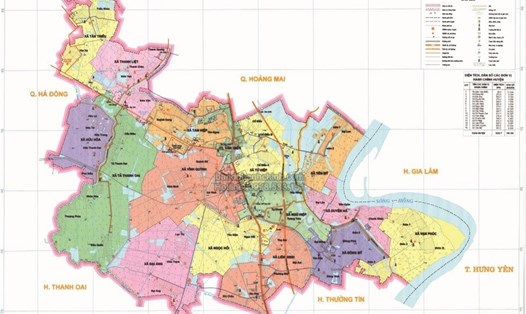 Bản đồ hành chính huyện Thanh Trì, Hà Nội. Ảnh: UBND huyện Thanh Trì