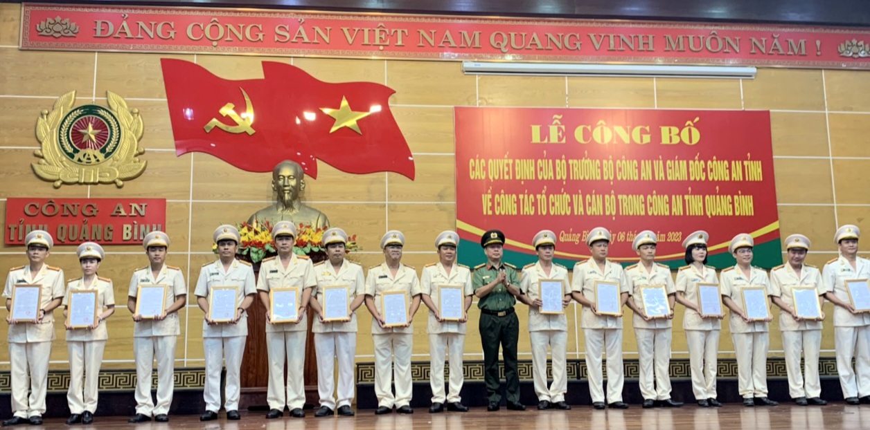 Công an tỉnh Quảng Bình cũng đã sắp xếp, bố trí đội ngũ cán bộ lãnh đạo, chỉ huy các cấp. Ảnh: Công an Quảng Bình