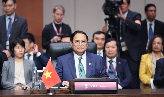 Thủ tướng Chính phủ Phạm Minh Chính phát biểu tại Hội nghị Cấp cao ASEAN - Mỹ lần thứ 11. Ảnh: TTXVN