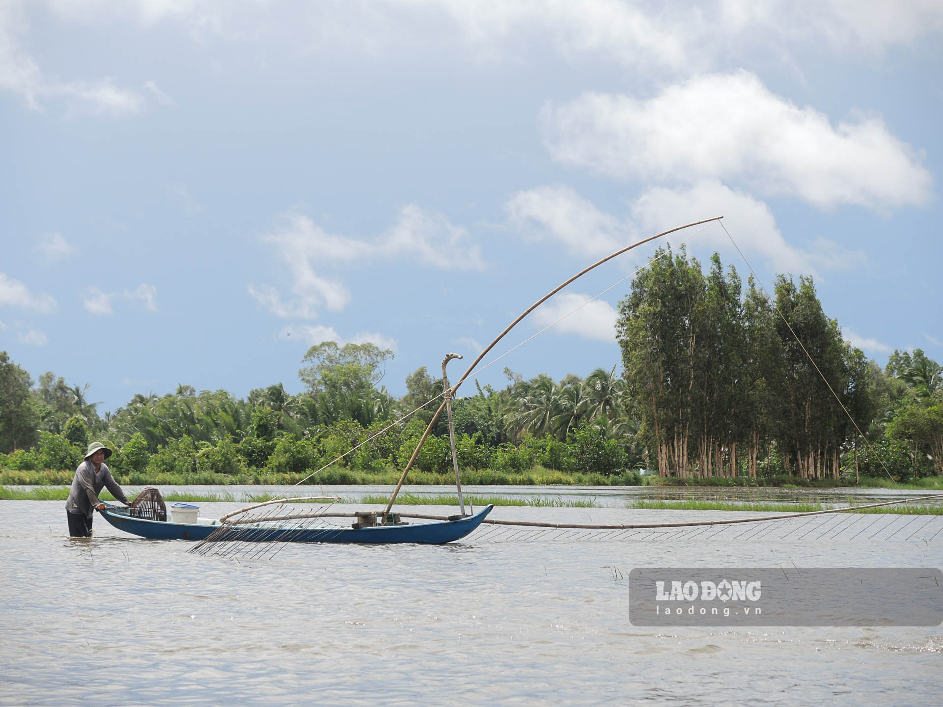 Đẩy côn là nghề hình thành từ sáng kiến nghĩ ra cách bắt cá mà không tận diệt của cư dân Đồng bằng Sông Cửu Long. Ảnh: Phương Anh