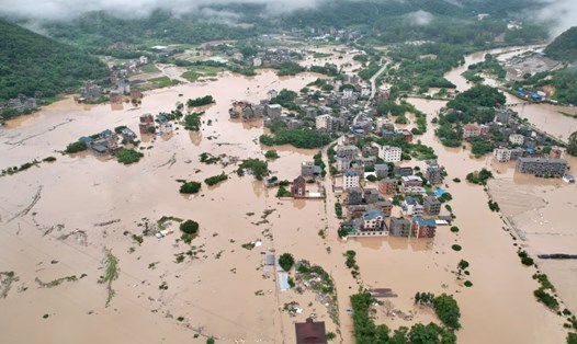 Bão Haikui gây lũ lụt ở Phúc Châu, Phúc Kiến, Trung Quốc ngày 5.9.2023. Ảnh: China New Service