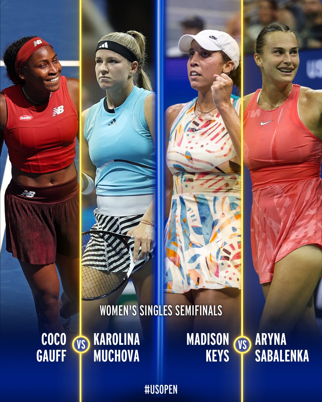 4 tay vợt nữ vào bán kết giải năm nay. Ảnh: US Open