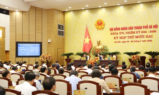 Kỳ họp HĐND TP Hà Nội diễn ra hồi tháng 7.2023. Ảnh: Phạm Đông