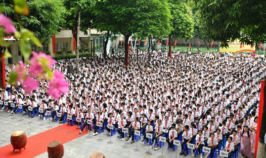 Lễ khai giảng năm học mới 2023 - 2024 tại Trường THCS Dịch Vọng. Ảnh: Hải Nguyễn