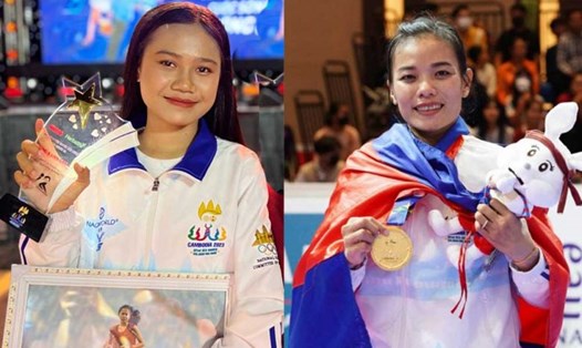 Bou Samnang và Pal Chhor Raksme sẽ được khắc tên, hình ảnh lên Đài tưởng niệm sau những gì đã thể hiện tại SEA Games 32. Ảnh: Phnom Penh Post