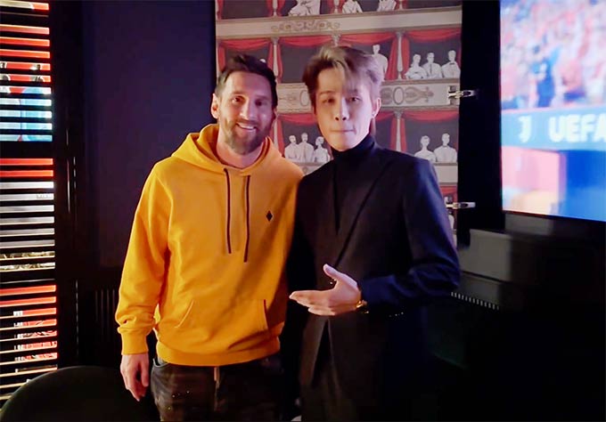 Jack gặp gỡ Messi. Ảnh: Chụp màn hình