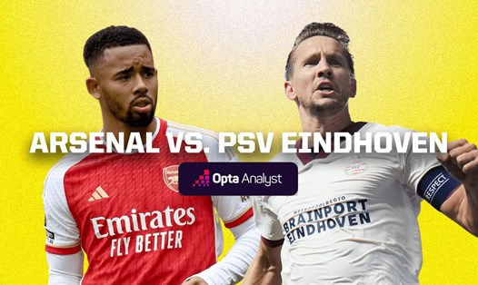 Arsenal tiếp đón PSV trên sân nhà Emirates.  Ảnh: Opta