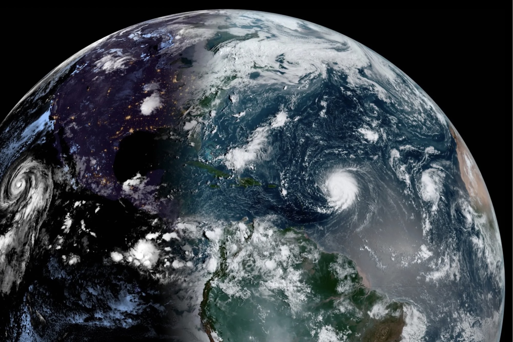 Ảnh vệ tinh vị trí của bão Lee ngày 8.9. Ảnh: NOAA