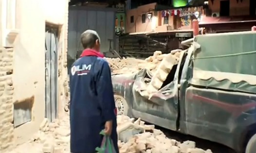 Hư hại sau động đất ở Morocco. Ảnh chụp màn hình