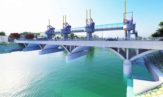 Phối cảnh dự án công trình đập dâng nước trên sông Lô tại TP Hà Giang dài tư hơn 330 tỉ đồng.