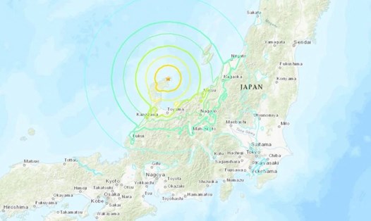 Tâm chấn động đất kích hoạt sóng thần ở Nhật Bản. Ảnh: USGS