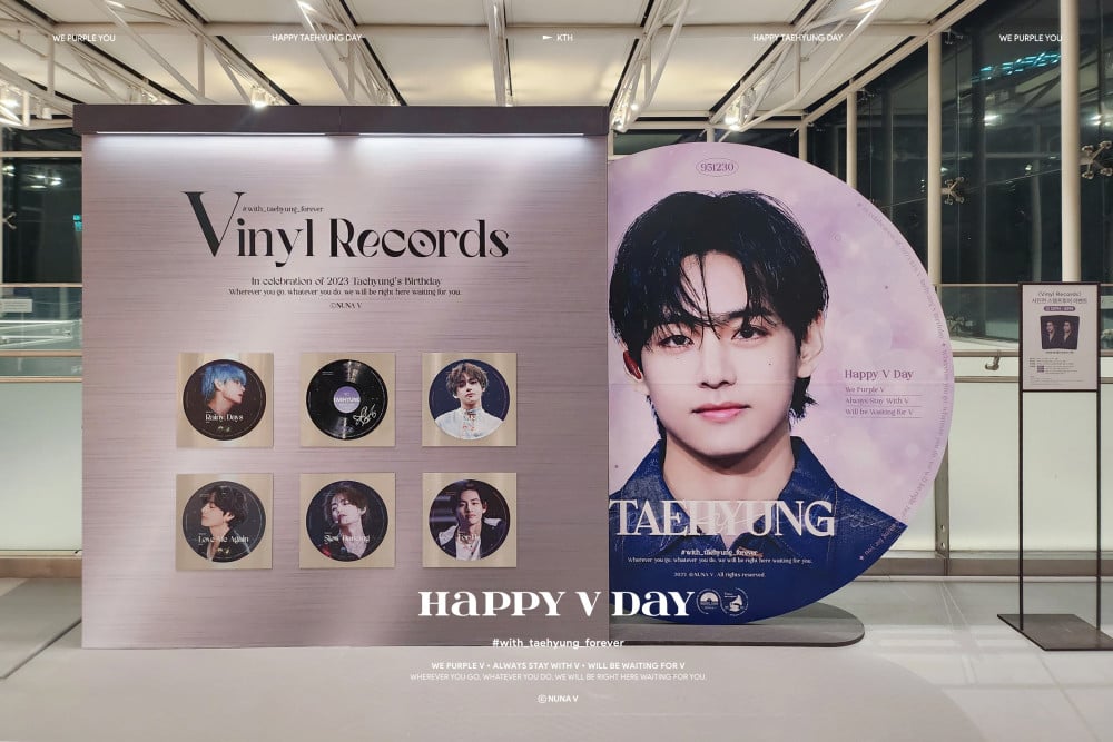 V BTS được fan tổ chức sinh nhật dù anh đang nhập ngũ. Ảnh: AllkPop.