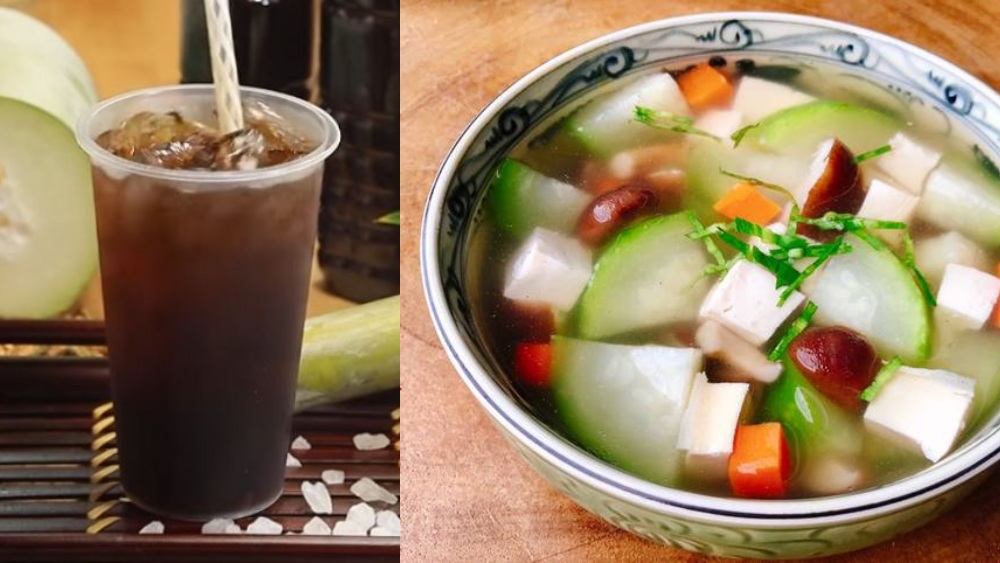 Món trà và canh bí đao giúp giải mát. Ảnh đồ họa: Hàn Lâm. 