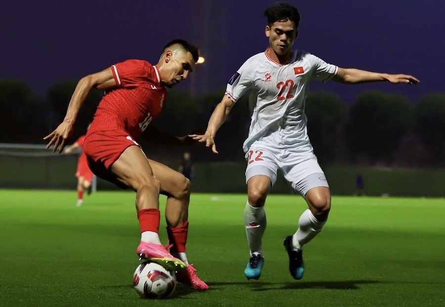 Tuyển Việt Nam thua Kyrgyzstan 1-2 trong trận giao hữu trước thềm Asian Cup. Ảnh: LĐBĐ Kyrgyzstan