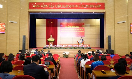 Quang cảnh hội nghị tổng kết công tác Đảng năm 2023 của huyện Sóc Sơn. Ảnh: hanoi.gov.vn