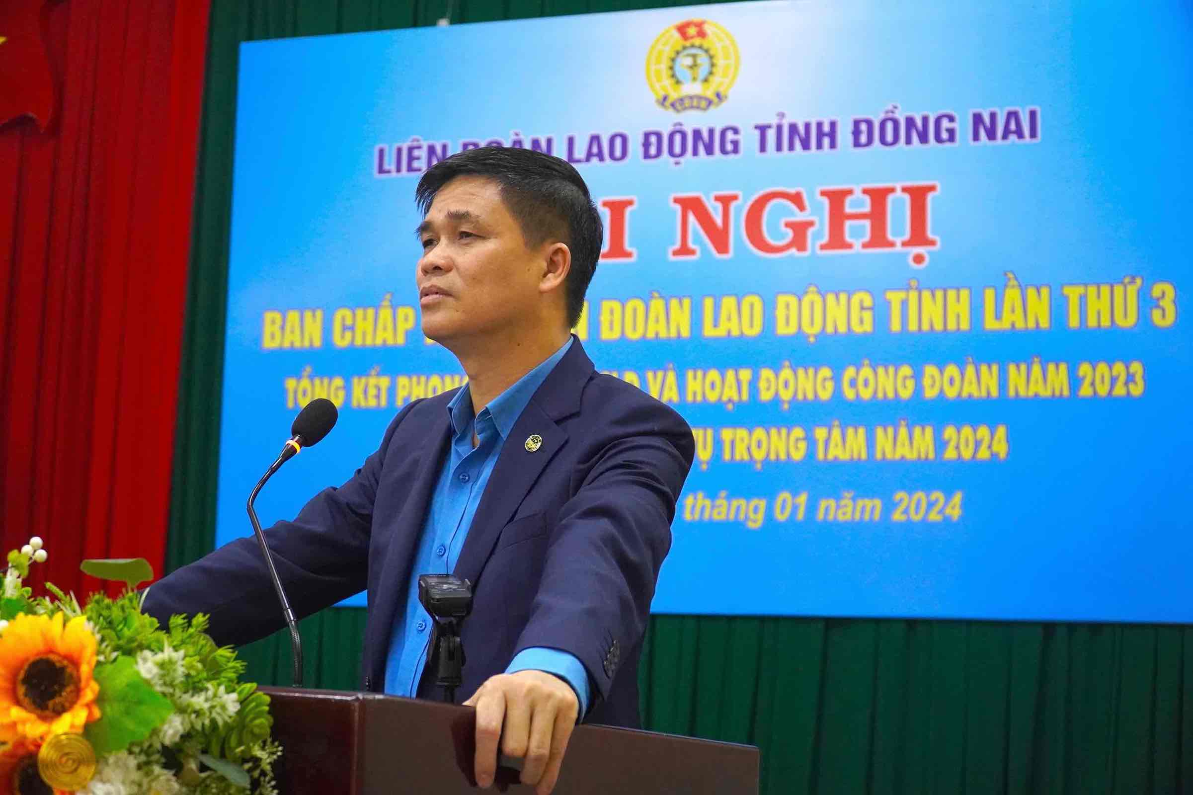 Phó Chủ tịch Tổng LĐLĐVN Ngọ Duy Hiểu làm việc tại tỉnh Đồng Nai ngày 10.1. Ảnh: Hà Anh Chiến