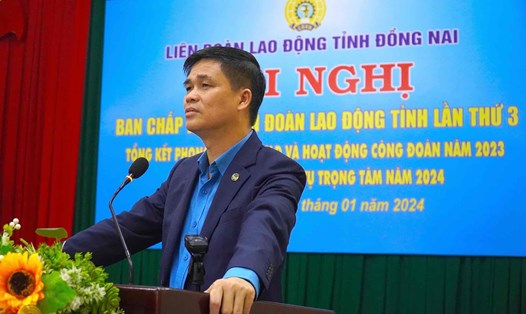 Phó Chủ tịch Tổng LĐLĐVN Ngọ Duy Hiểu làm việc tại tỉnh Đồng Nai ngày 10.1. Ảnh: Hà Anh Chiến