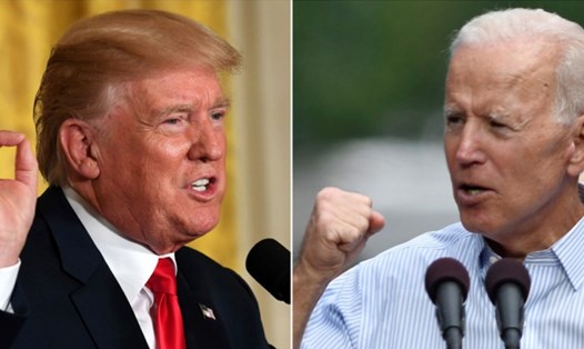 Ông Donald Trump và ông Joe Biden ngang bằng trong thăm dò bầu cử Mỹ. Ảnh: Xinhua