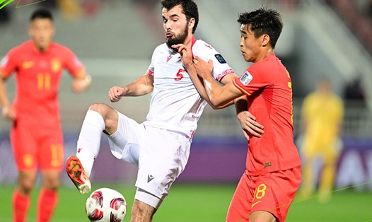 Tuyển Trung Quốc (áo đỏ) bị tuyển Tajikistan cầm hoà 0-0. Ảnh: AFC
