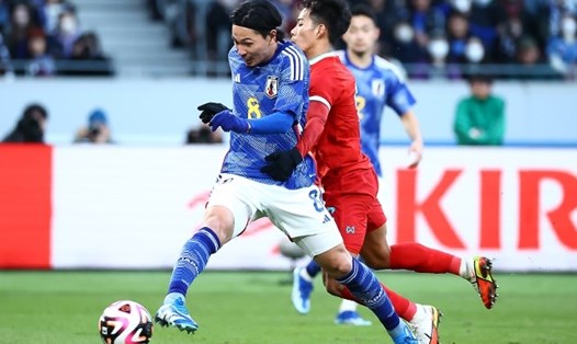 Takumi Minamino có thể đá tiền vệ tấn công khi tuyển Nhật Bản đấu tuyển Việt Nam. Ảnh: JFA