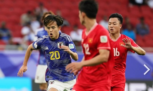 Tiền vệ Takefusa Kubo của tuyển Nhật Bản ấn tượng với lối chơi của tuyển Việt Nam. Ảnh: Nikkan Sports