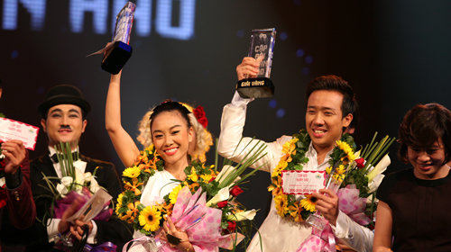 Trấn Thành - Đoan Trang giành chiến thắng tại “Cặp đôi hoàn hảo“. Ảnh: Ban tổ chức.