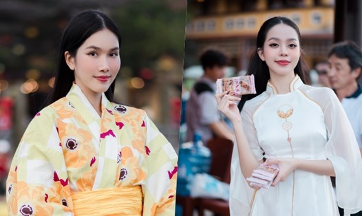 Hoa hậu Thanh Thủy (phải), Á hậu Phương Anh quảng bá du lịch và văn hoá tại sự kiện. Ảnh: Ban tổ chức.