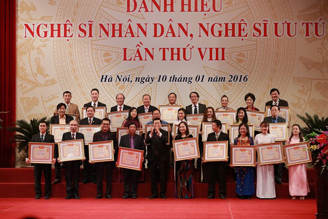 Lễ trao tặng danh hiệu NSND, NSƯT thường được tổ chức trọng thể tại Nhà hát Lớn Hà Nội. Năm nay, buổi lễ được dự kiến tổ chức vào 26.1 tới đây. Ảnh: Thông tấn xã VN