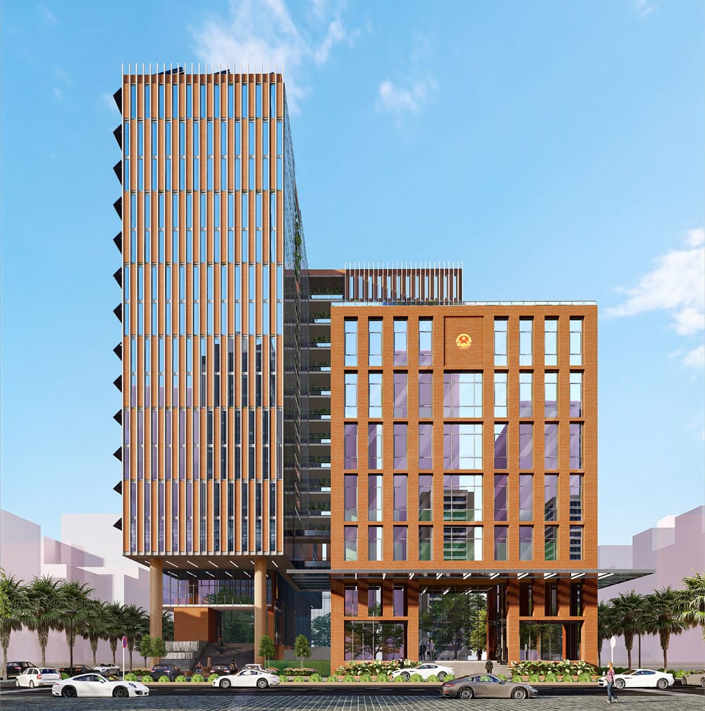 Phối cảnh thiết kế kiến trúc Trung tâm hành chính TP Nha Trang theo Phương án NT55. Nguồn: Hội KTS Khánh Hòa