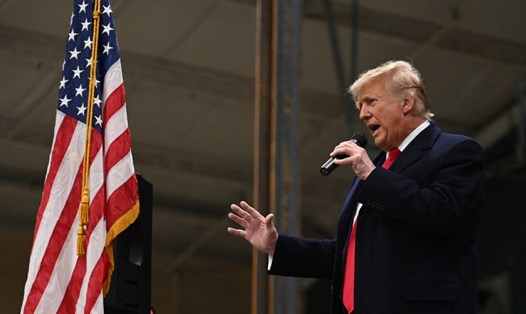Ông Donald Trump phát biểu tại một điểm bầu cử ở Clive, Iowa, Mỹ, ngày 15.1.2024. Ảnh: Xinhua