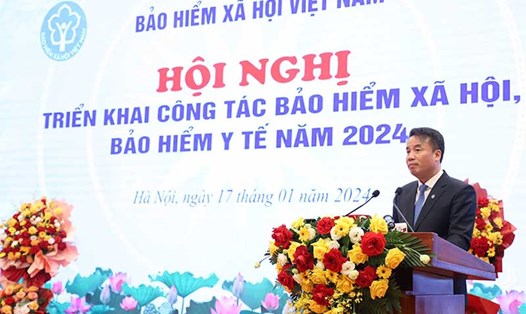 Tổng Giám đốc BHXH Việt Nam Nguyễn Thế Mạnh phát biểu tại hội nghị. Ảnh: BHXHVN