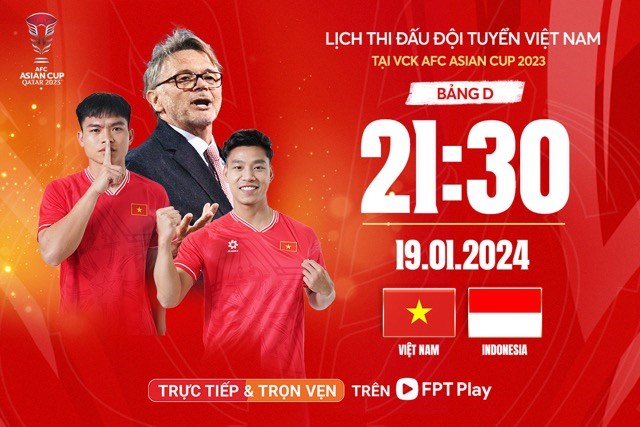 Lịch thi đấu tuyển Việt Nam và Indonesia tại Asian Cup 2023