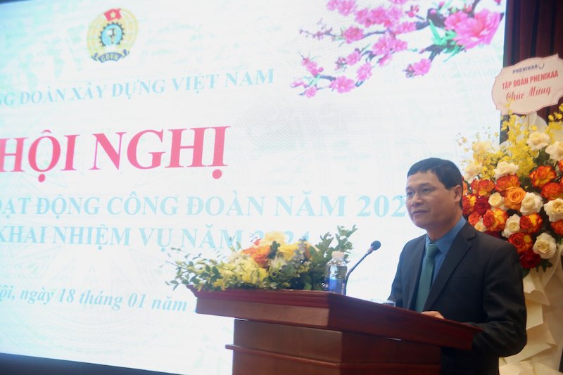 Ông Nguyễn Thanh Tùng - Chủ tịch Công đoàn Xây dựng Việt Nam. Ảnh: Hạnh An. 