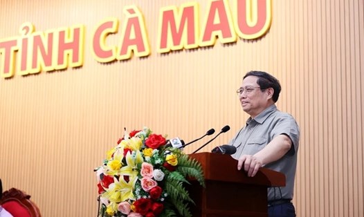 Thủ tướng Chính phủ Phạm Minh Chính kết luận buổi làm việc với Ban Thường vụ Tỉnh ủy Cà Mau. Ảnh: Dương Giang

