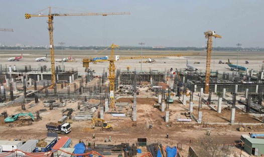 Toàn cảnh dự án nhà ga T3 sân bay Tân Sơn Nhất nhìn từ trên cao.  Ảnh: Minh Quân