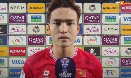 Bùi Hoàng Việt Anh trả lời phỏng vấn sau  trận đấu. Ảnh: Chụp màn hình
