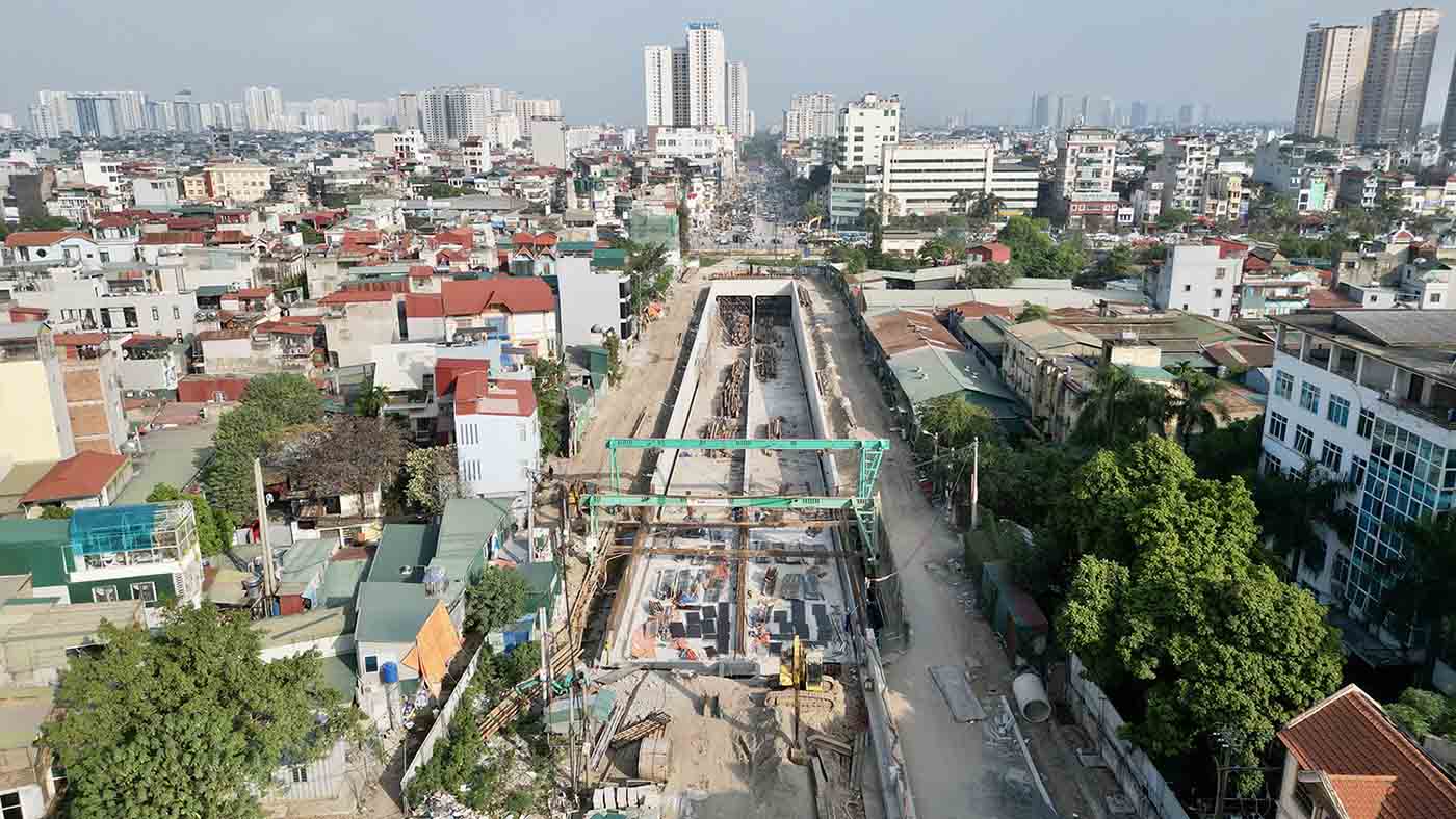 Chờ đấu nối vào hầm chui Kim Đồng (Hoàng Mai), nhằm giải tỏa điểm nghẽn cho nút giao Kim Đồng - Giải Phóng.