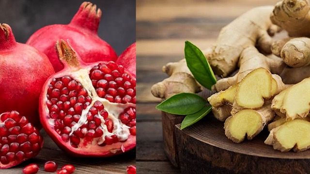 Lựu và gừng tốt cho bệnh nhân tiểu đường. Ảnh ghép: HƯƠNG SƠN 