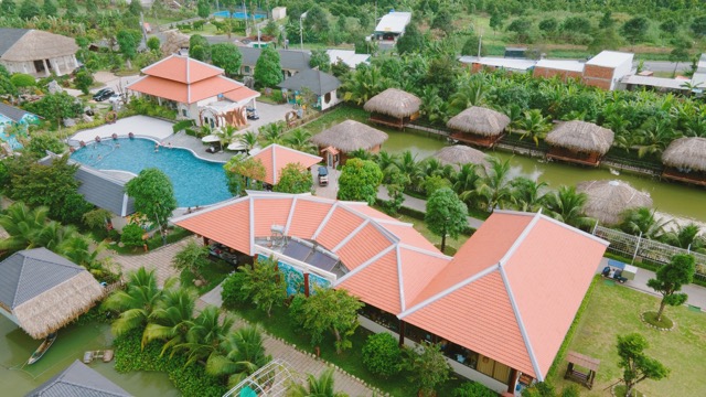 Toàn cảnh khu nghỉ dưỡng Cantho Eco Resort đã hoạt động. Ảnh: Facebook Cantho Eco Resort