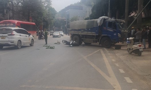 Hiện trường vụ tai nạn giao thông trên Quốc lộ 6 đoạn qua thành phố Sơn La khiến 1 người tử vong. Ảnh: Đơn vị cung cấp.
